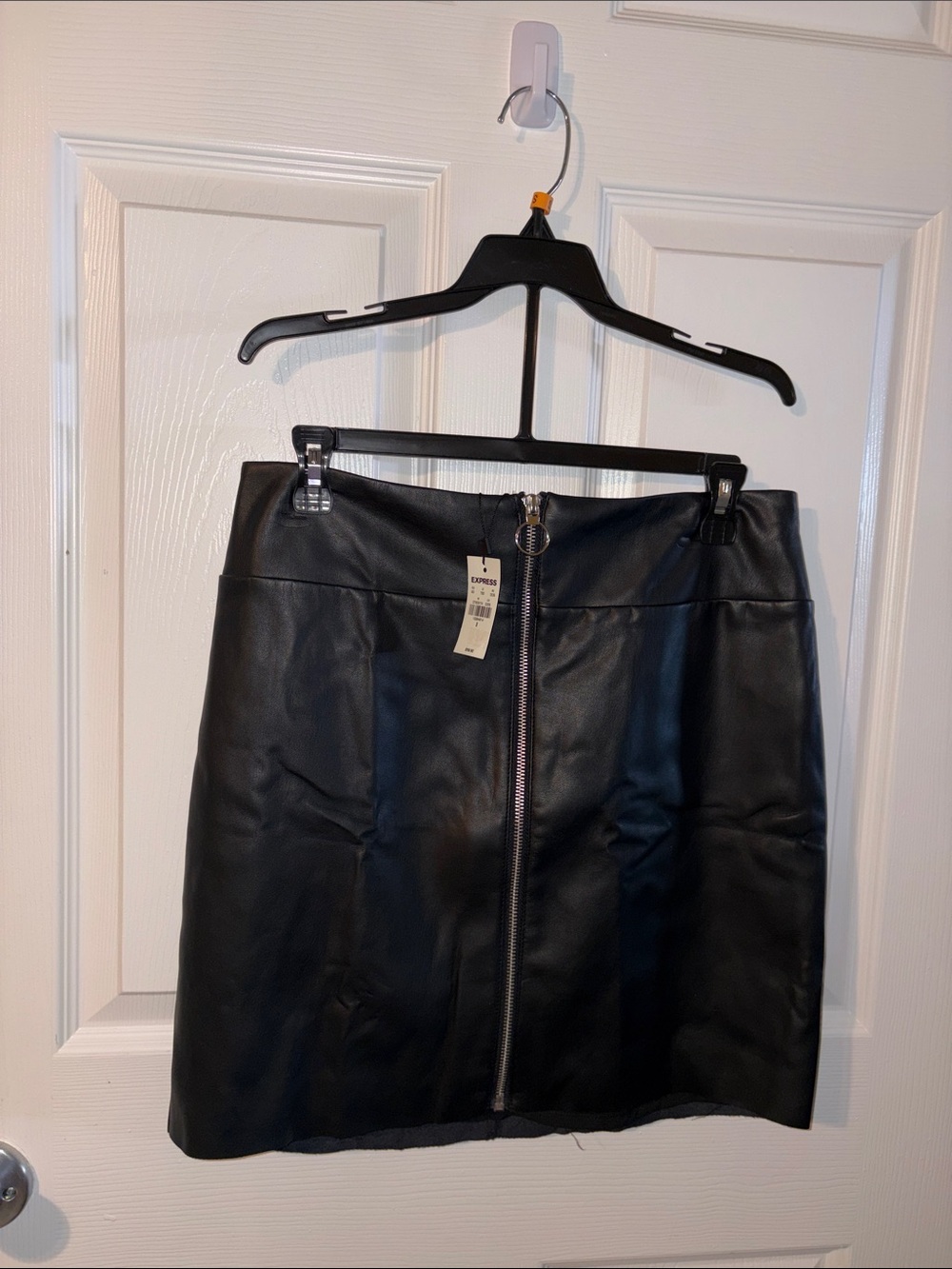 Express Black Faux Leather Front-Zip Mini Skirt size 8